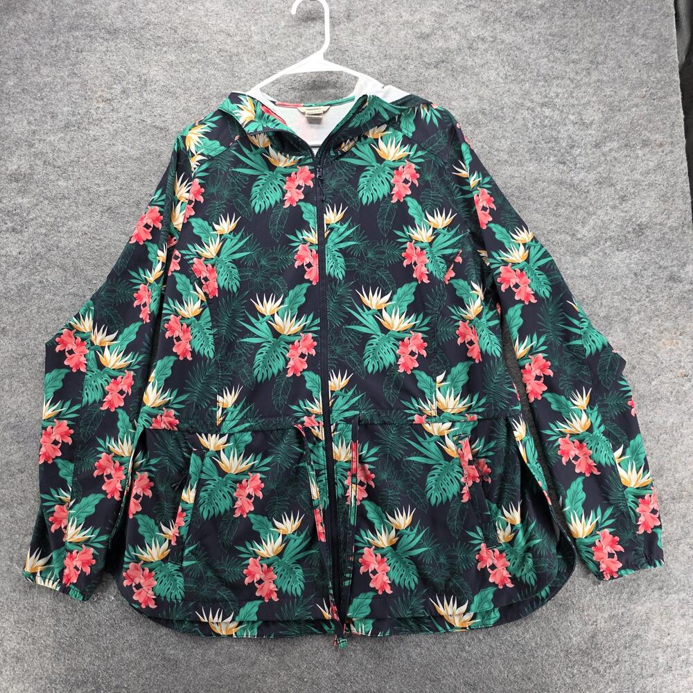 Duluth Trading Co. Jacket Womens XL Black Windbreaker Full Zip Pockets Floral